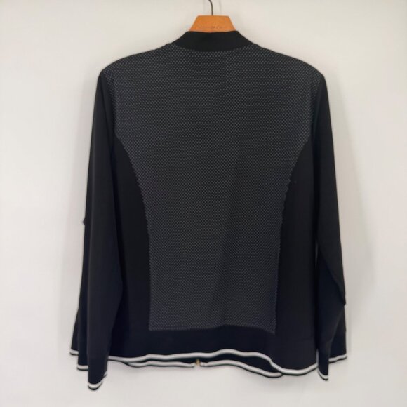 Chicos 2 Zenergy Black Zip-Front Jacket Womens Size large Polka Dot active - Picture 7 of 10
